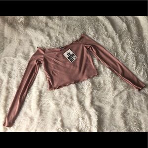 Josie dusty rose grill edge crop top